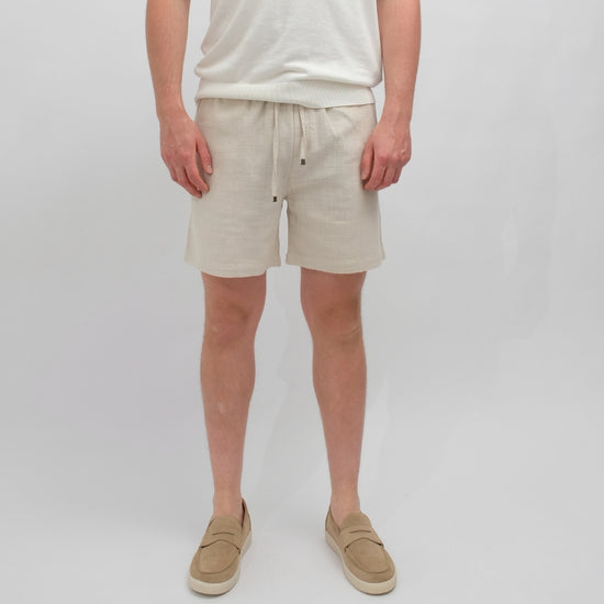 The GoodPeople Hox Cotton Relaxed Fit Shorts Stone – productbeeld 1