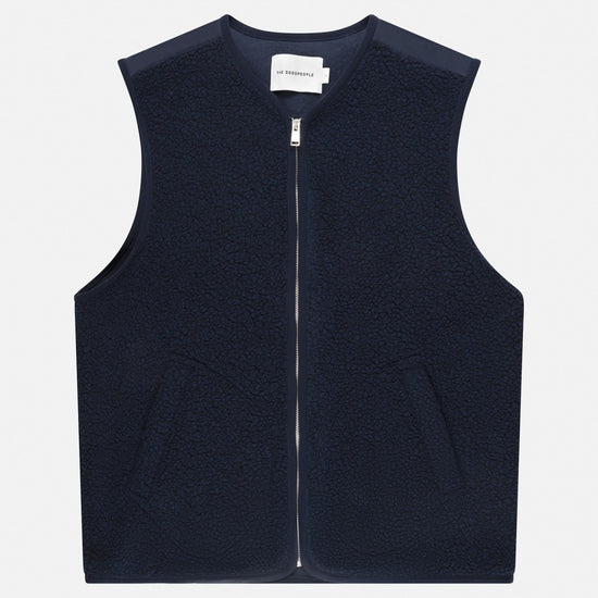The GoodPeople JBody Boiled Wool Bodywarmer Navy – productbeeld 1