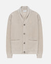 The GoodPeople Kardigan beige gemeleerd vest met sjaalkraag, van voren