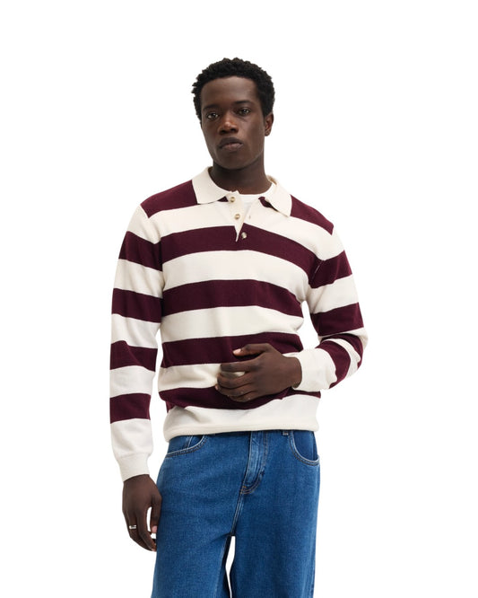 The GoodPeople Ken Knitted Polo Bordeaux - beeld 3