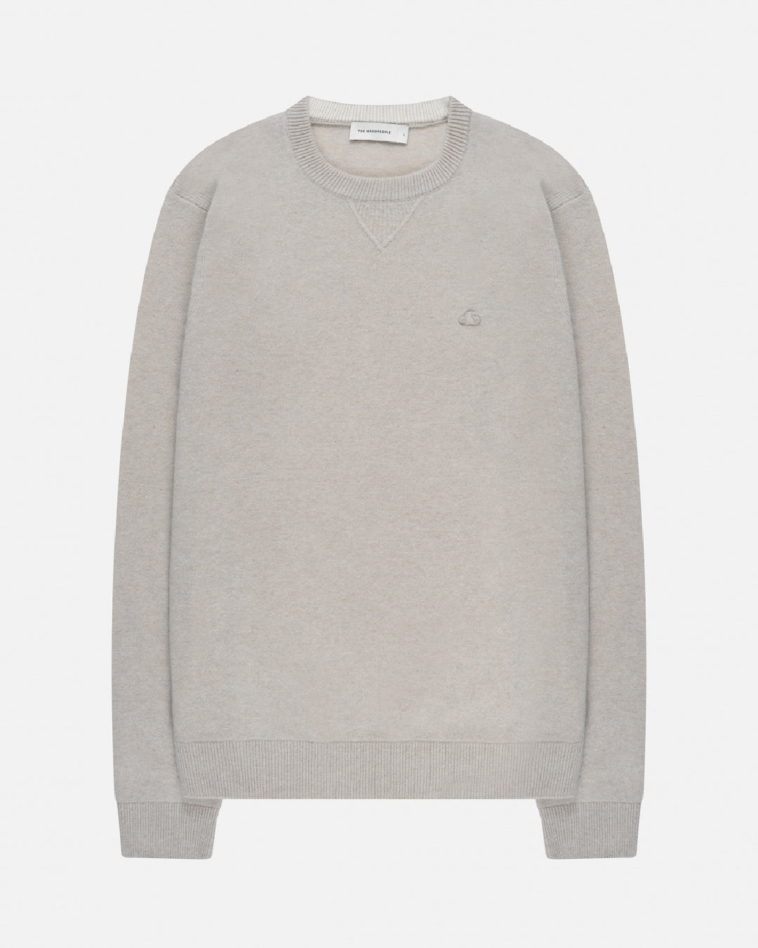 The GoodPeople Knox Merino Wool Pullover Off White Melange – productbeeld 1