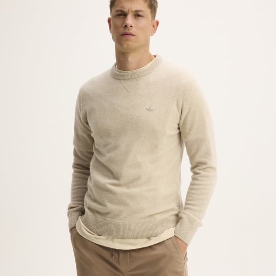 The GoodPeople Knox Merino Wool Pullover Off White Melange – productbeeld 2
