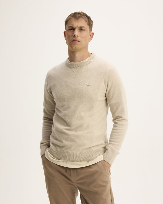 The GoodPeople Knox Merino Wool Pullover Off White Melange – productbeeld 2