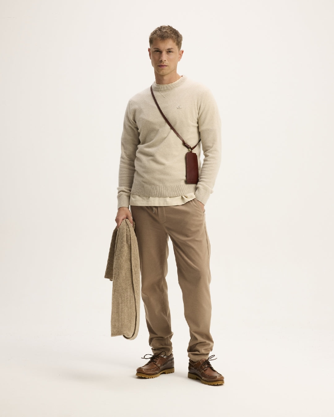 The GoodPeople Knox Merino Wool Pullover Off White Melange – productbeeld 4