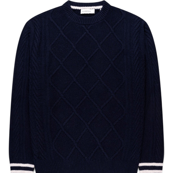 The GoodPeople KPattern Wool Blend Pullover Navy - beeld 1