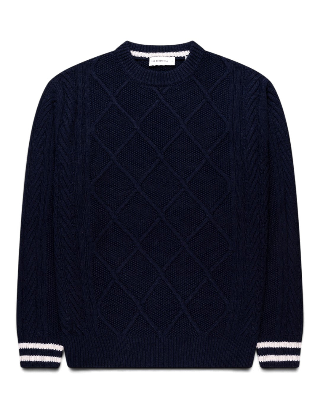 The GoodPeople KPattern Wool Blend Pullover Navy - beeld 1