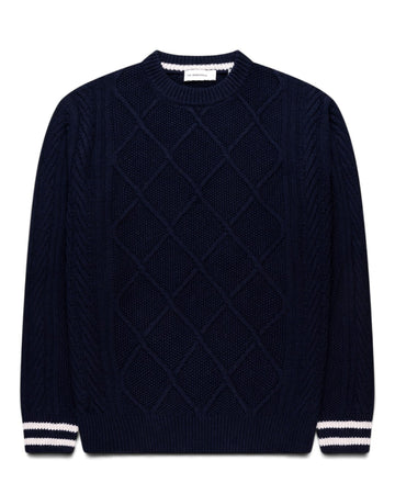 The GoodPeople KPattern Wool Blend Pullover Navy - beeld 1
