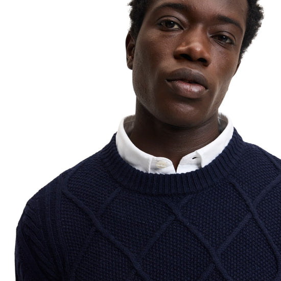 The GoodPeople KPattern Wool Blend Pullover Navy - beeld 2