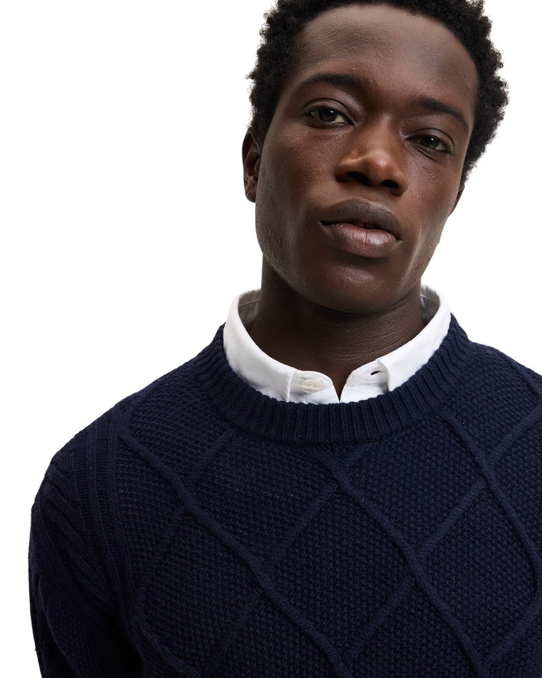 The GoodPeople KPattern Wool Blend Pullover Navy - beeld 2