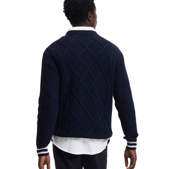 The GoodPeople KPattern Wool Blend Pullover Navy - beeld 4