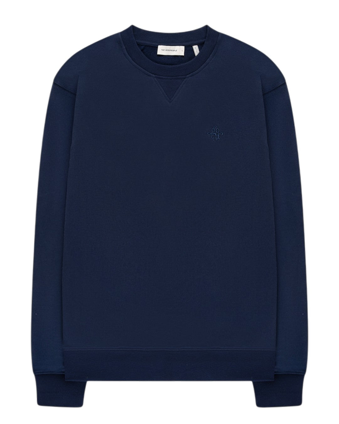 The GoodPeople Lommy donkerblauwe sweater, van voren