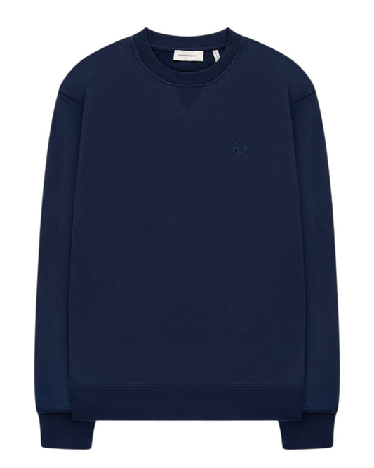 The GoodPeople Lommy donkerblauwe sweater, van voren