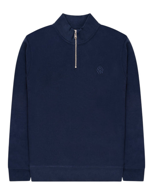 The GoodPeople Lucky Half Zip Sweater Navy - beeld 1