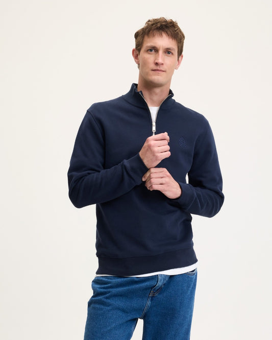 The GoodPeople Lucky Half Zip Sweater Navy - beeld 3