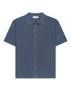 The GoodPeople Pvest blauw gebreid hemd met korte mouwen, van voren