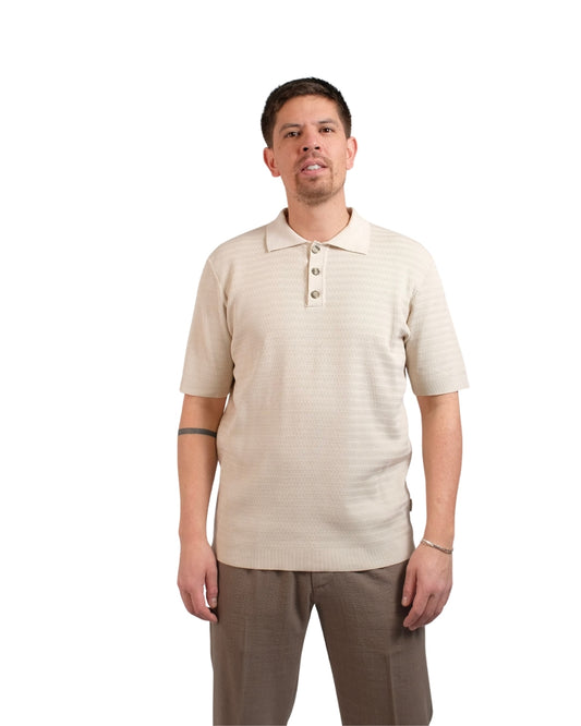 Sand PStructure Structured Knitted Polo
