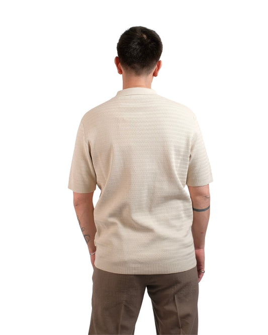 Sand PStructure Structured Knitted Polo