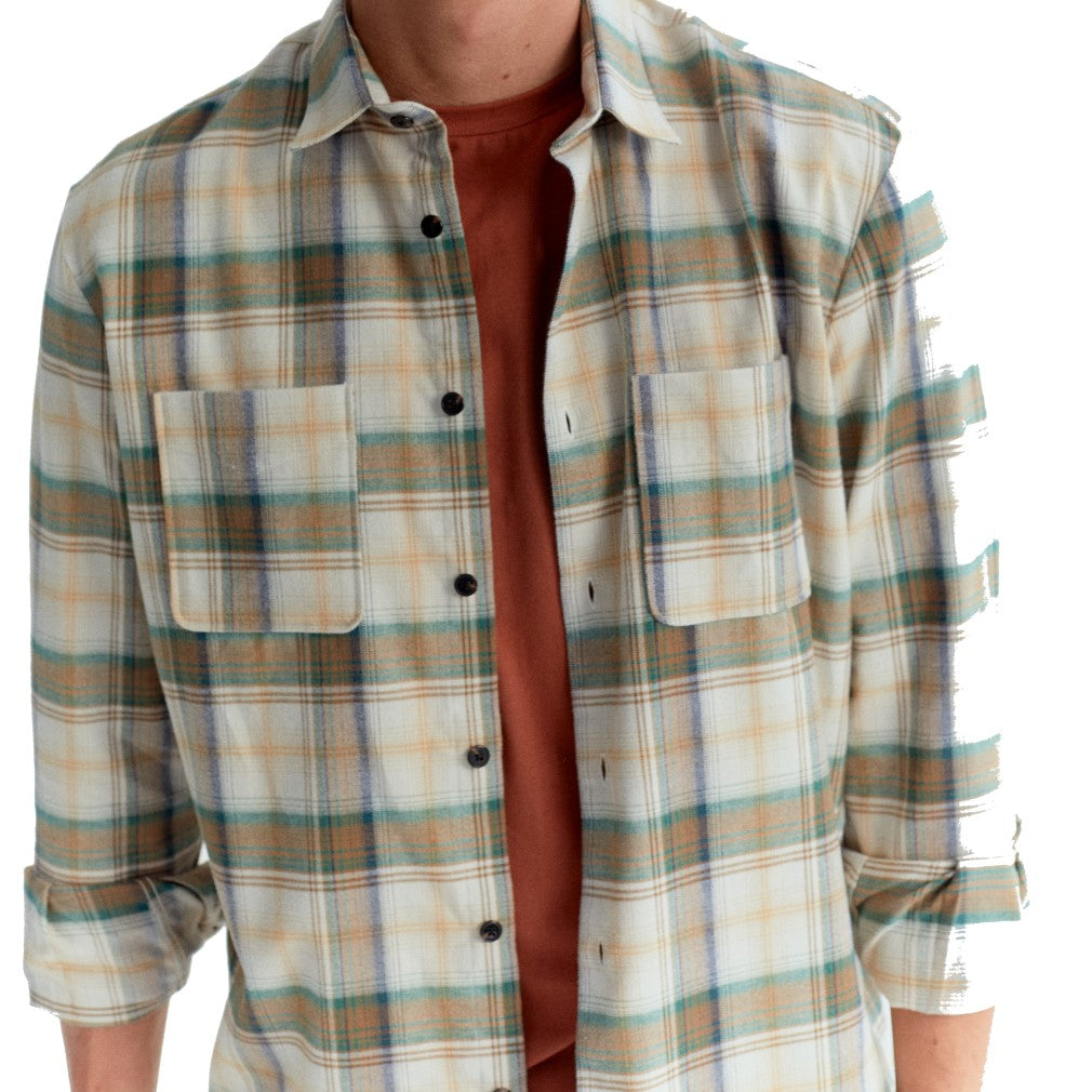 The GoodPeople Scott Shirt Off White Army Green – achteraanzicht
