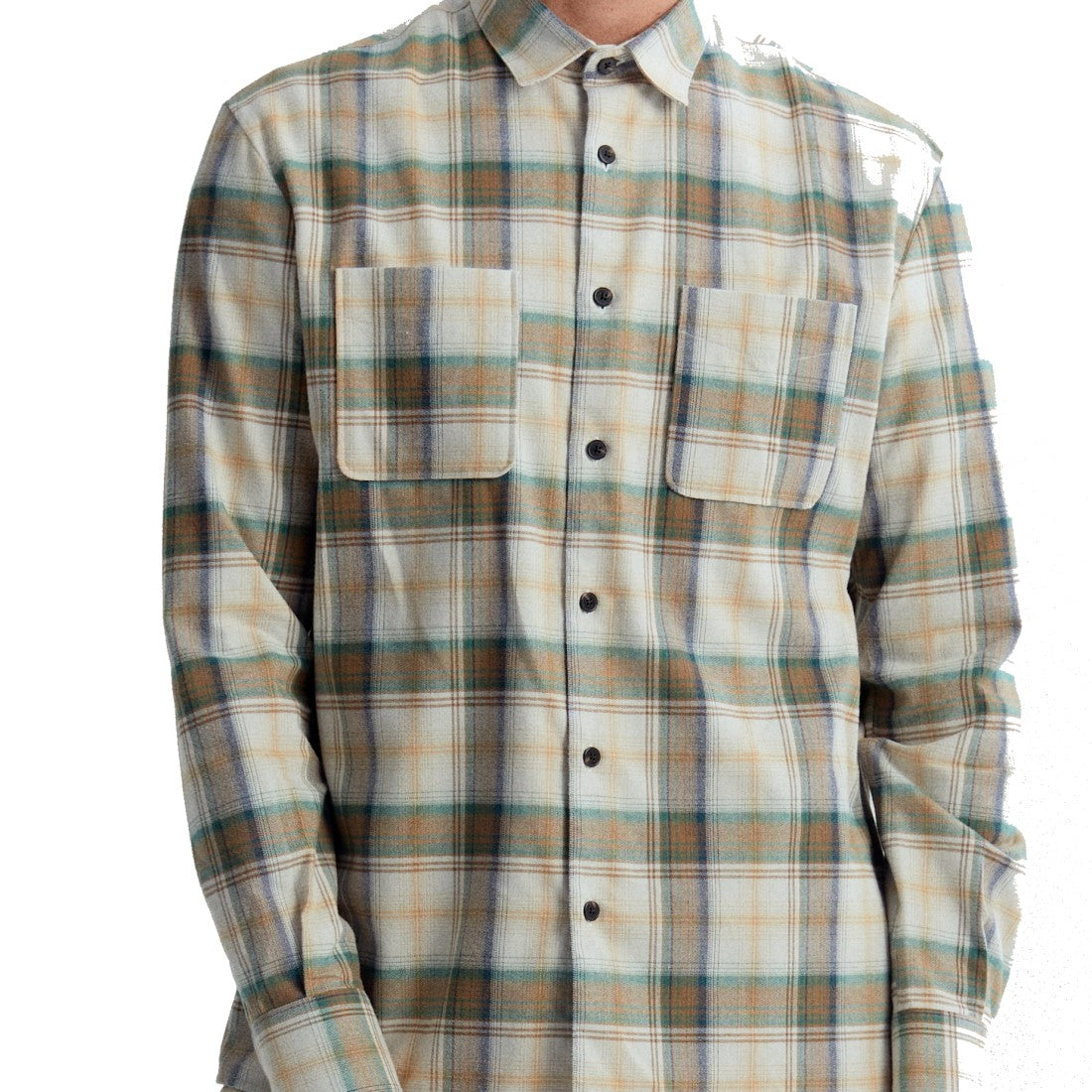 The GoodPeople Scott Shirt Off White Army Green – vooraanzicht