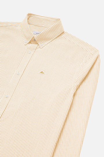 The GoodPeople Seinfeld Striped Shirt White Rust – vooraanzicht