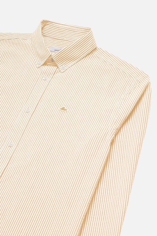 The GoodPeople Seinfeld Striped Shirt White Rust – vooraanzicht