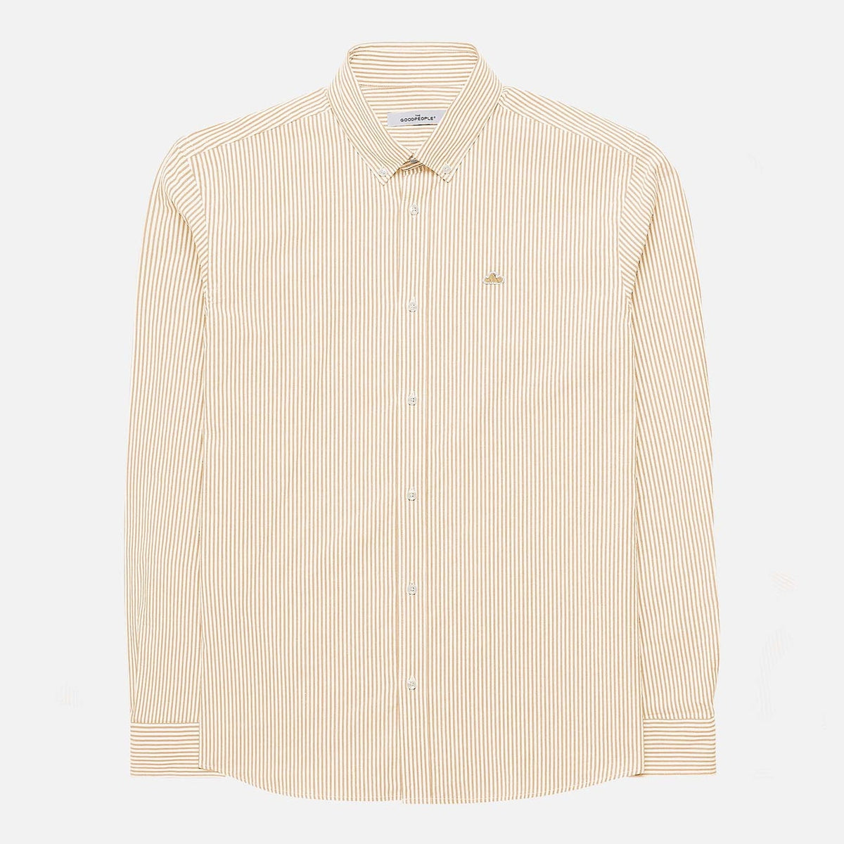 The GoodPeople Seinfeld Striped Shirt White Rust – productbeeld 2
