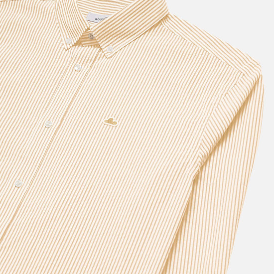 The GoodPeople Seinfeld Striped Shirt White Rust – productbeeld 3