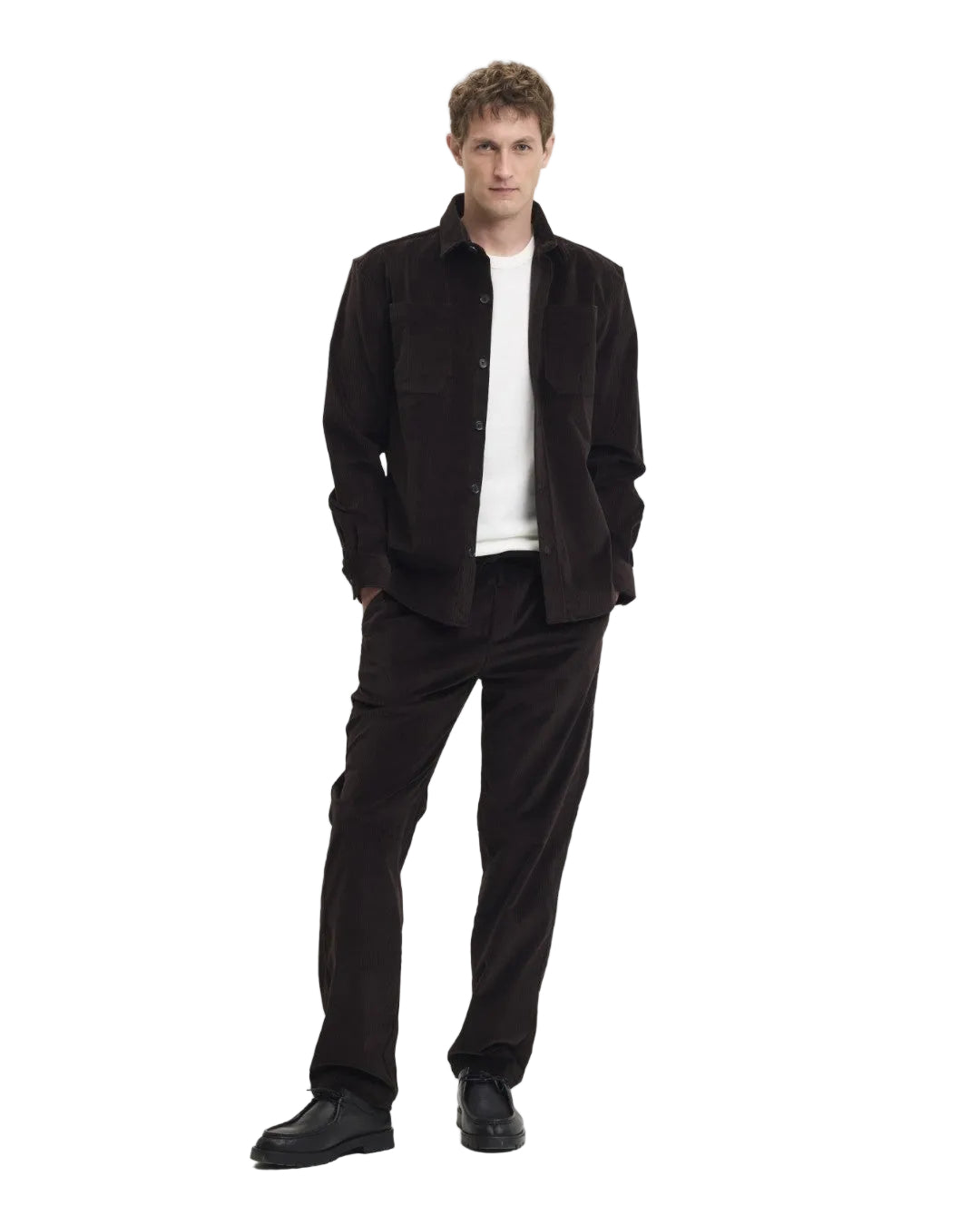 The GoodPeople Snewy Corduroy Shirt Chocolate Brown - beeld 4