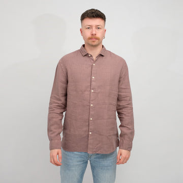 The GoodPeople Rose Brown Soho Linen Shirt Rose Brown – vooraanzicht