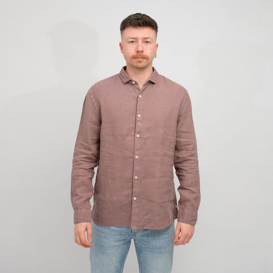 The GoodPeople Rose Brown Soho Linen Shirt Rose Brown – vooraanzicht