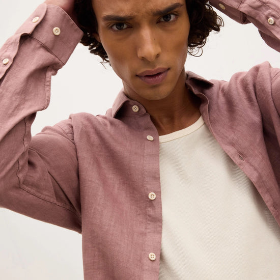 The GoodPeople Rose Brown Soho Linen Shirt Rose Brown – productbeeld 3
