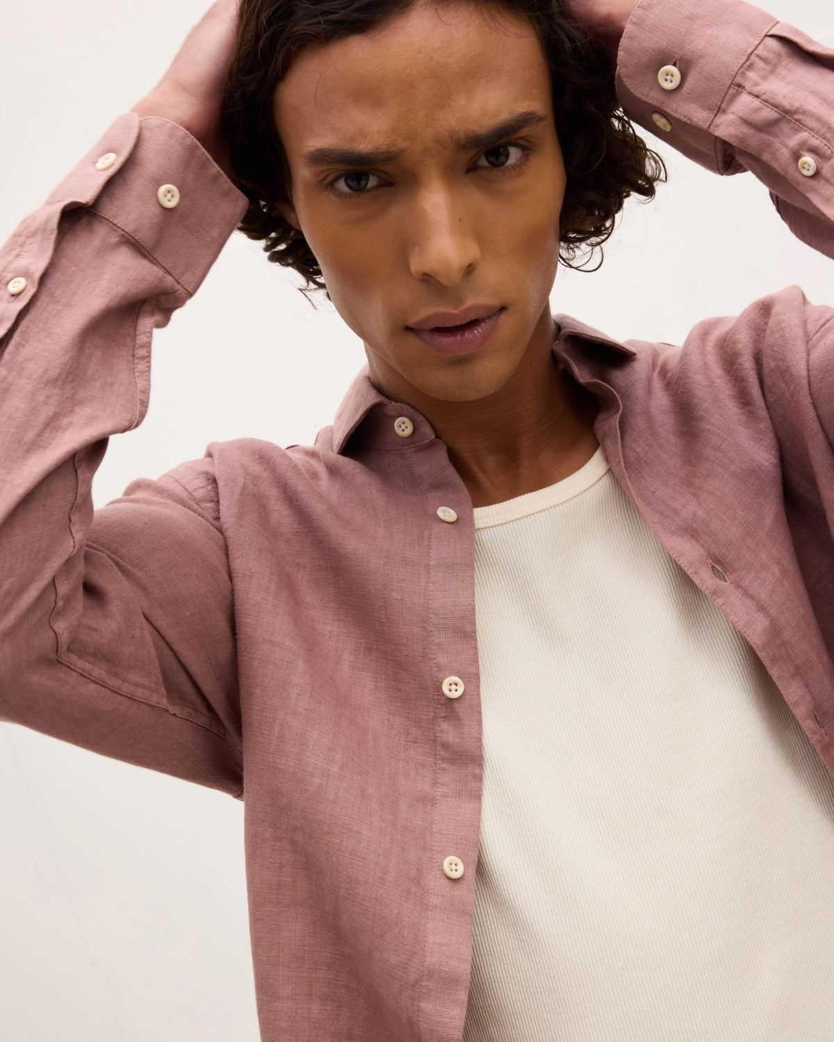 The GoodPeople Rose Brown Soho Linen Shirt Rose Brown – productbeeld 3