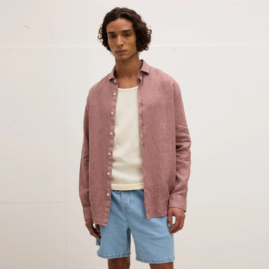The GoodPeople Rose Brown Soho Linen Shirt Rose Brown – productbeeld 4