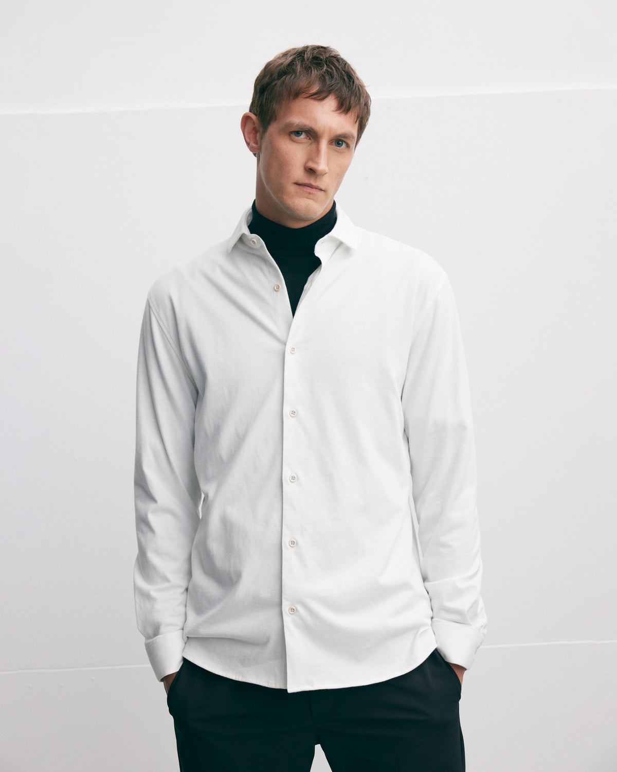 The GoodPeople Stirr Soft Cotton Regular Fit Shirt Off White – productbeeld 3