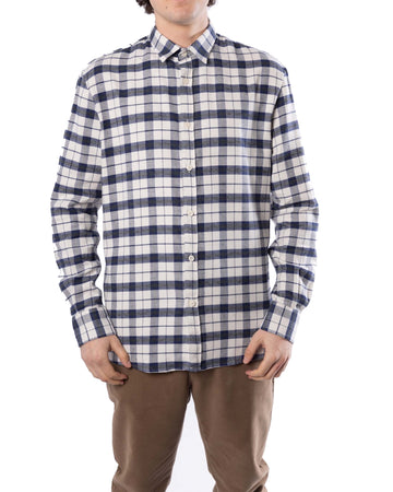 The GoodPeople Stuard Hemd Off White Navy Melange - beeld 1