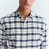 The GoodPeople Stuard Hemd Off White Navy Melange - beeld 2