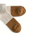 Thunders Love Marine White Camel sokken, close-up van de camelkleurige tenen en ribstructuur