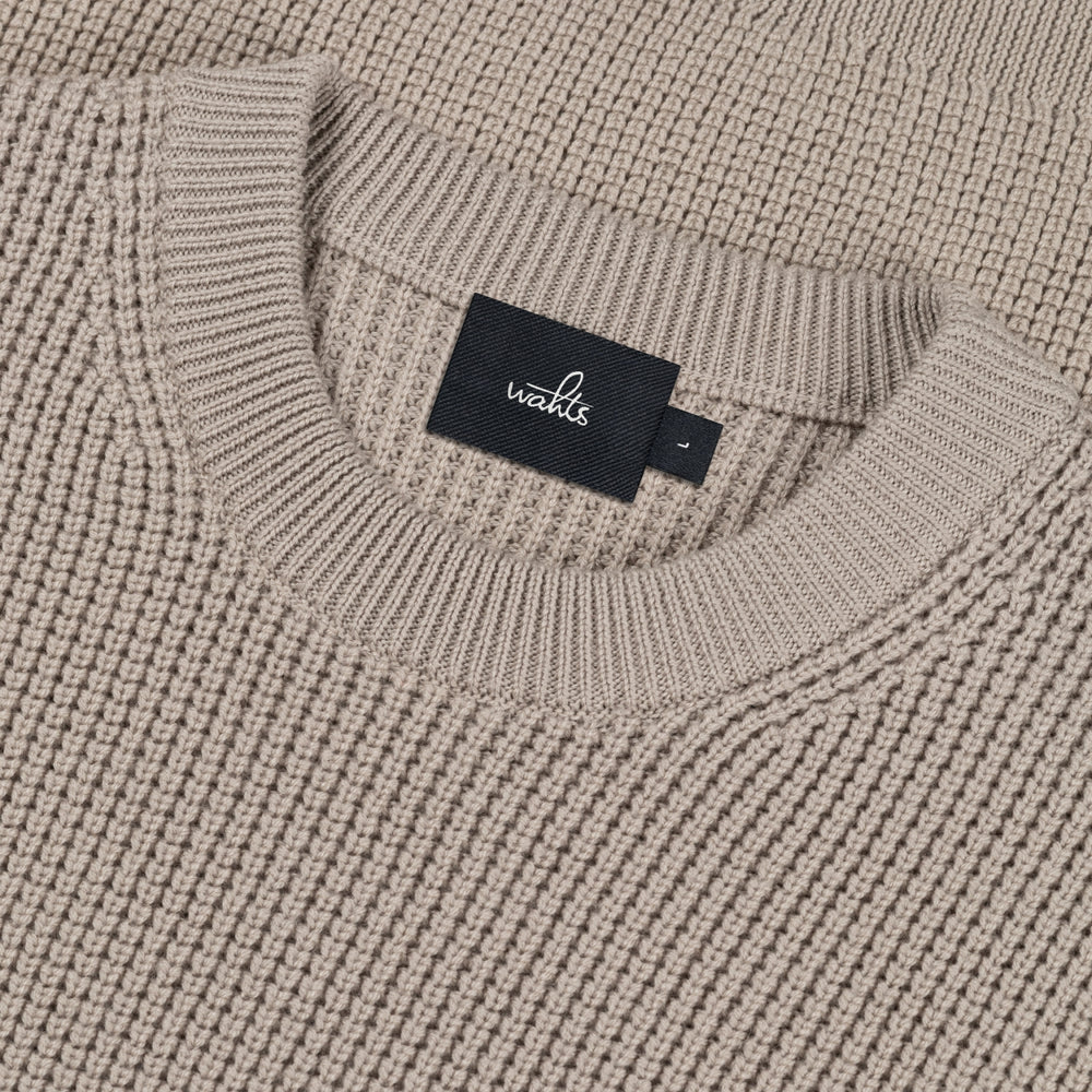 WAHTS Lawrence Extrafine Merino Patterned Pullover Light Taupe – productfoto 4