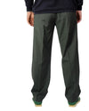 Dark Green Wool Adjustable Waistband Trousers Loose Fit
