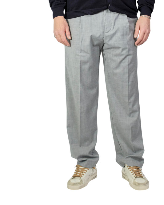 Light Grey Adjustable Waistband Trousers Loose Fit