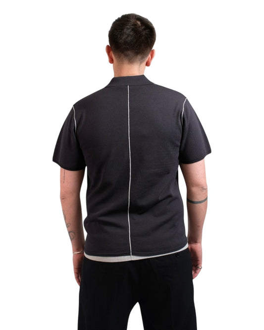 Black Comb Jonas Two Layer Knit Polo