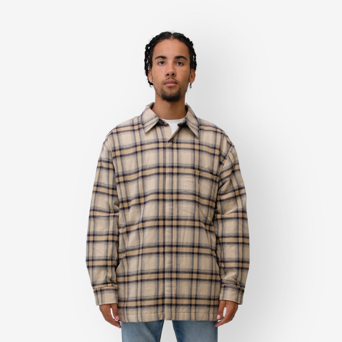 Won Hundred Camel Check MAZA Overshirt – vooraanzicht