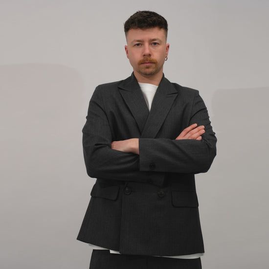 Won Hundred Kaison Double Breasted Blazer Anthracite – vooraanzicht