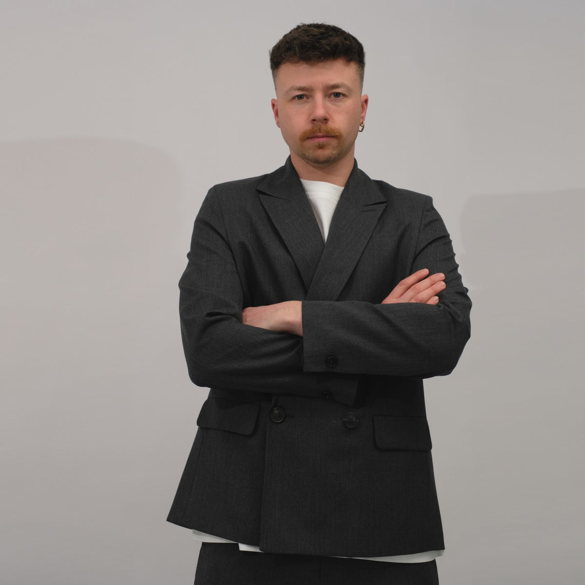 Won Hundred Kaison Double Breasted Blazer Anthracite – vooraanzicht