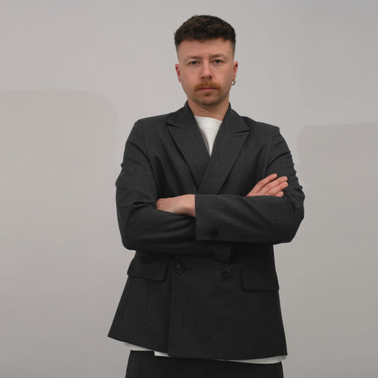 Won Hundred Kaison Double Breasted Blazer Anthracite – vooraanzicht