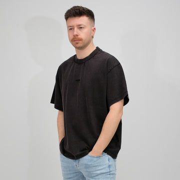 Won Hundred Staff Boxy T-shirt Washed Black – productbeeld 1