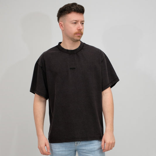 Won Hundred Staff Boxy T-shirt Washed Black – productbeeld 3