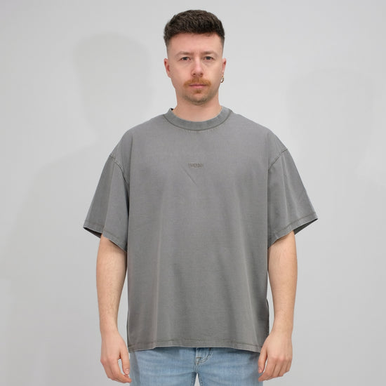 Won Hundred Washed Steel Grey Staff Boxy T-shirt – vooraanzicht