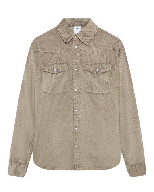 Won Hundred Alfred corduroy hemd Winter Twig Beige - voorkant