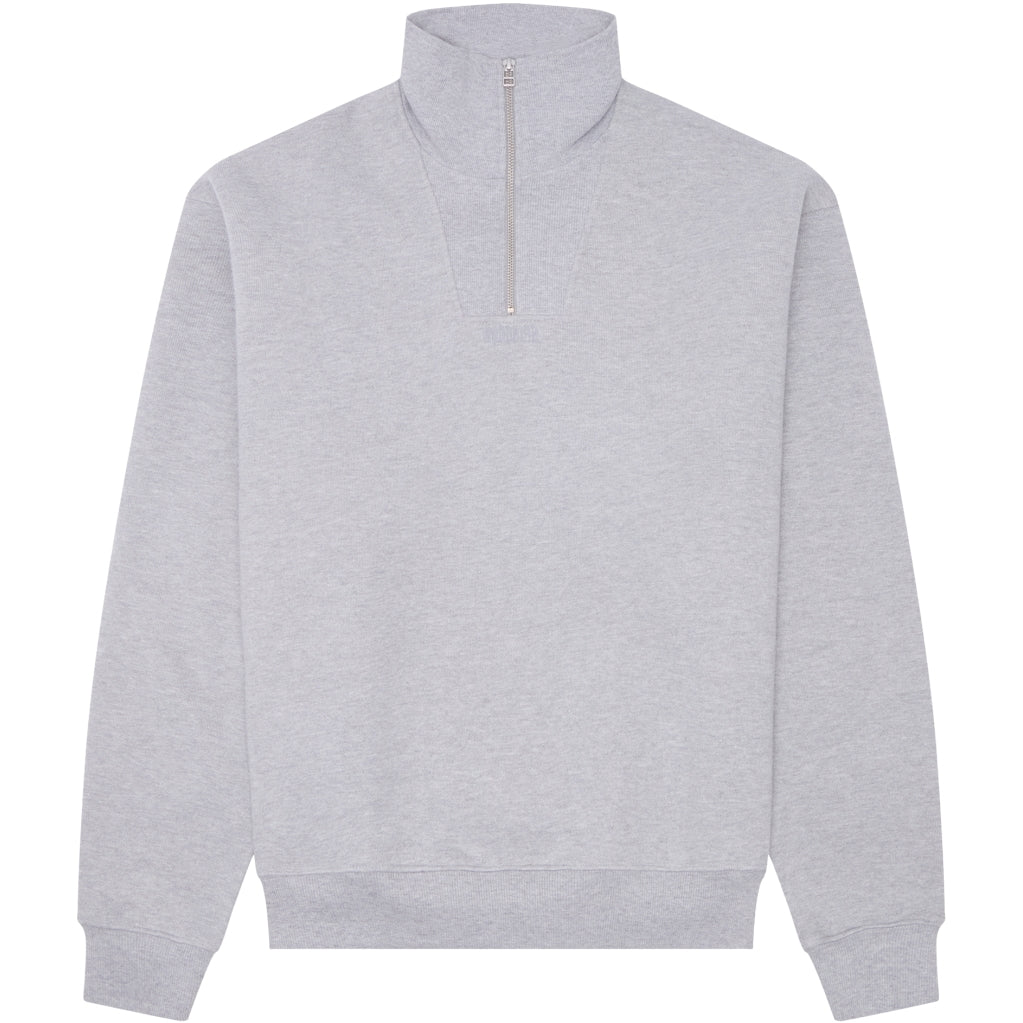 WOODBIRD WBLee Base Half Zip Sweater Grey Melange – vooraanzicht